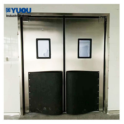 Kitchen Restaurant Swinging Traffic Doors Stainless Steel 20mm Double Leaf Polymer EPDM
